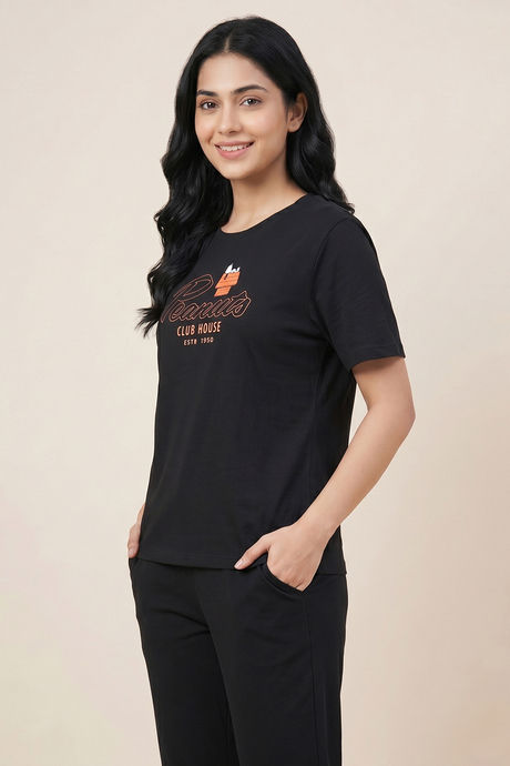 Zivame Peanuts Knit Cotton Loungewear Set - Black Beauty — image 5